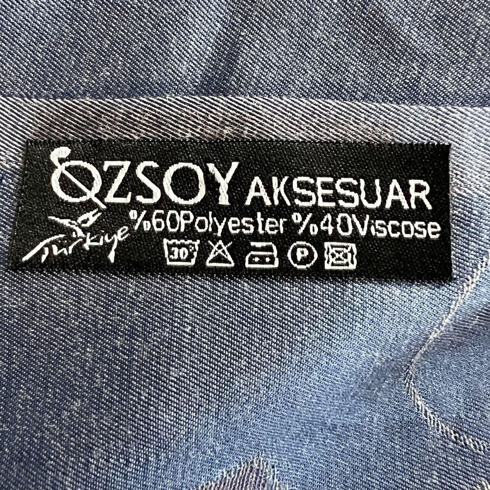 Ozsoy Aksesuar Scarf Womens Large Blue Purple Reversible Rose Floral‎ Wrap Shawl - Picture 7 of 9